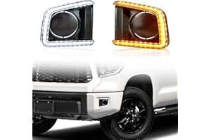 KeeForthewin Front Fog Light fit for Toyota Tundra 2014-2021 Led Daytime Running Lights with White DRL Lamps/Amber Turn Signals Parts and Accessories
