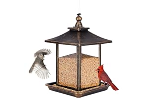 Gbekery 3.5 Lb Capacity of Plastic Hanging Bird Feeder,Large Bird Feeders for Outdoors with The Locked Toggle Design,Hanging for Garden,Yard and Decoration Outside,Weatherproof,Brown