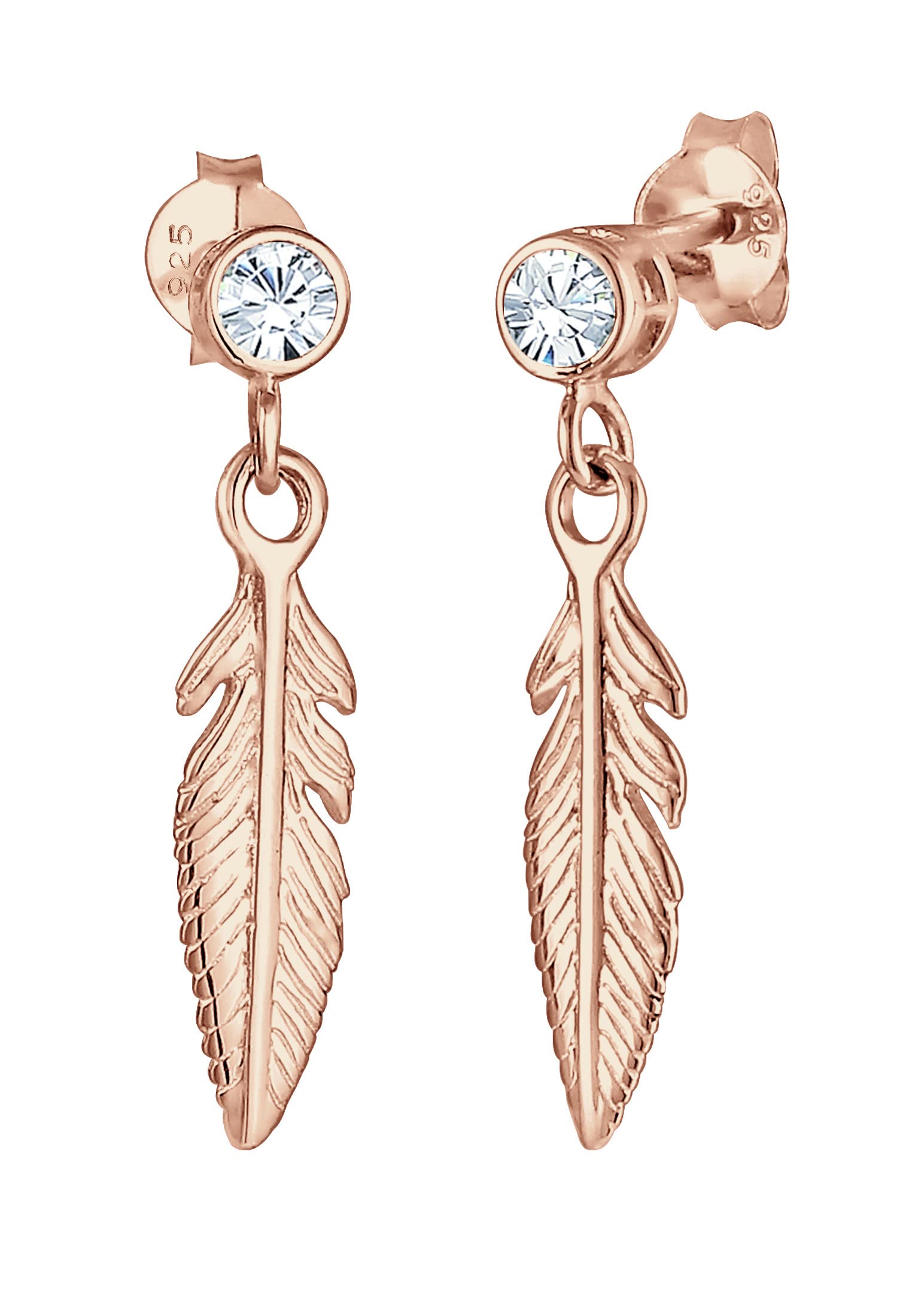 Elli Earrings Women Feather Pendant Trend with Crystals in 925 Sterling Silver โ image 1