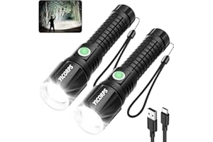 YICORPS Rechargeable Flashlights High Lumens, 100000 Lumens Super Bright LED Flashlight, Powerful Waterproof Flashlight with 3 Modes and Zoomable for Emergencies, Camping, Hiking(2 Pack)