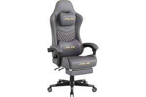 MINOMAC Gaming Chair, Computer Chair with Footrest, High Back Ergonomic Design, 400 lb Weight Capacity, Adult Reclining Gaming Chair with Linked Armrests(Grey)