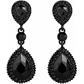 BriLove Women's Wedding Bridal Crystal Teardrop Infinity Figure 8 Dangle Earrings