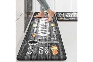 KIMODE Kitchen Mats,Grey Anti Fatigue Kitchen Rugs Sets of 2,Non Slip Waterproof Farmhouse Kitchen Floor Mats,Cushioned Comfort Standing Mat for Home,Laundry, Sink,Desk