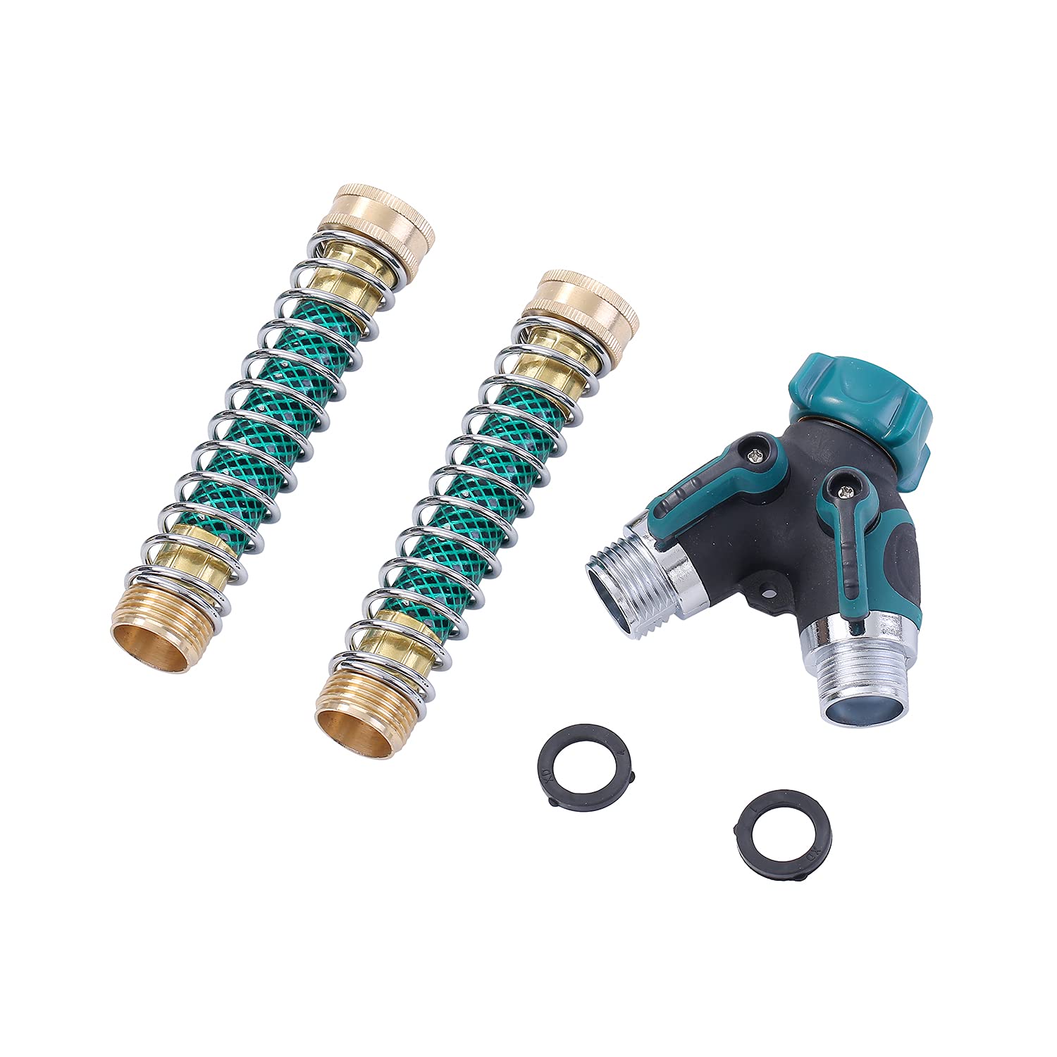 2 Way Garden Water Hose Tap Divider Splitter Auto Connector with Rubberized Grip with Hose Protection Connectorsfor Cleaning and Irrigation