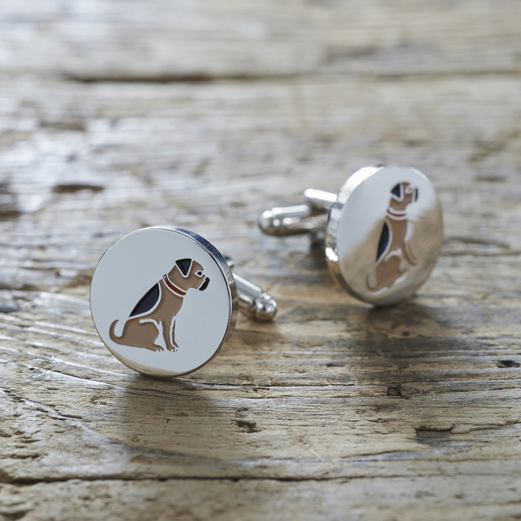 Sweet William Border Terrier Cufflinks | Silver plated Border Terrier Men Cufflinks for Border Terrier or any dog lover | 18mm x 3mm
