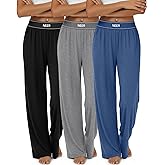 Neer 3 Pack Women's Cotton Lounge Pants High Waisted Wide Leg Yoga Pants Casual Comfy Athletic Loose Sweatpants with Pockets