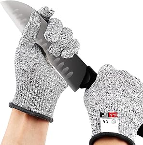 Cut Resistant Gloves, AROSKY Food Grade Level 5 Protection Safety Cut Gloves for Kitchen Cutting, Cooking, Mandolin Slice, Dice, Woodworking and More, Safety Work Glove for Women Men (Medium)