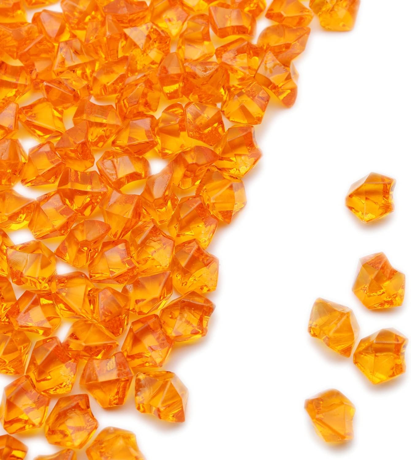 Vase Fillers - PMLAND Acrylic Ice Rocks Crystals Gems 180 Pieces Bag for Vase Filler Table Scatter Party Wedding Arts Crafts Decoration and Display - Orange