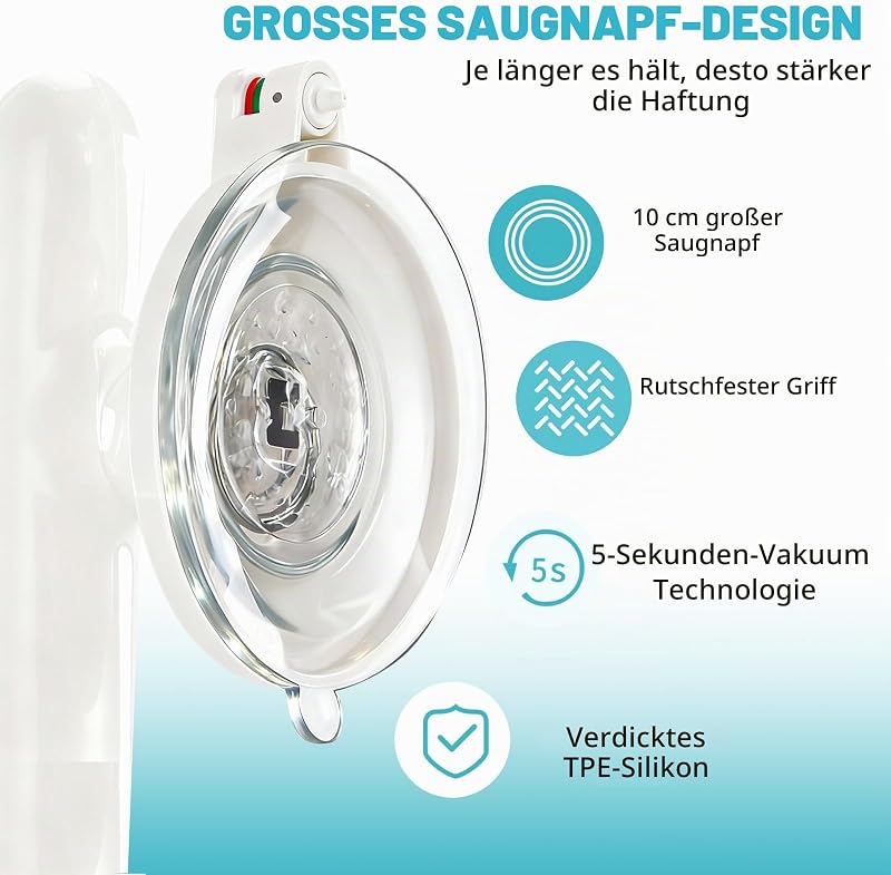 Haltegriff mit Saugnapf, 2 Stück Haltegriff Dusche Ohne Bohren, Haltegriffe für Senioren, Badewannengriff, Duschgriff mit Saugnapf, Sauggriff Bad