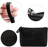 Maange Small Cosmetic Bag PU Leather Travel Pouch with Handle Black view 5