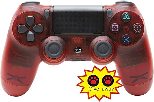 Amazon Co Jp ゲームパッド コントローラー デュアルバイブレーション タッチパッド Ps4用ledライトバー 充電式 3 5mmヘッドフォンジャック スティックキャップ2個 Transparent Red スポーツ アウトドア