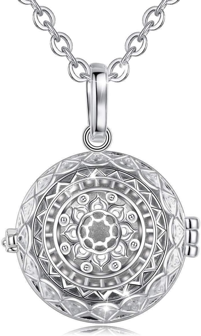 Eudora Harmony Bola Holy Lotus Pregnancy Necklace 20mm Mexican Angel Chime Caller Ball Pendant Music Chime Bell Women Jewellery, Romantic Gift 30", 45"
