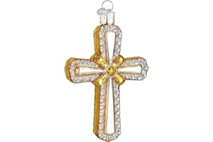 Old World Christmas Holy Cross Glass Blown Ornament for Christmas Tree, Handcrafted Holiday Decoration, Religion Collection