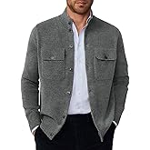Runcati Mens Stand Collar Cardigan Sweater Button Down Long Sleeve Cardigan Jacket Casual Winter Knitted Sweaters