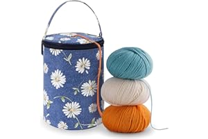 Dasonwin Small Portable Yarn Holder with Anti-Tangle Design, Crochet Yarn Bag for 2-3 Standard Size Balls and Tools,Ideal Crocheting Gifts for Women and Crocheter (Light Blue)