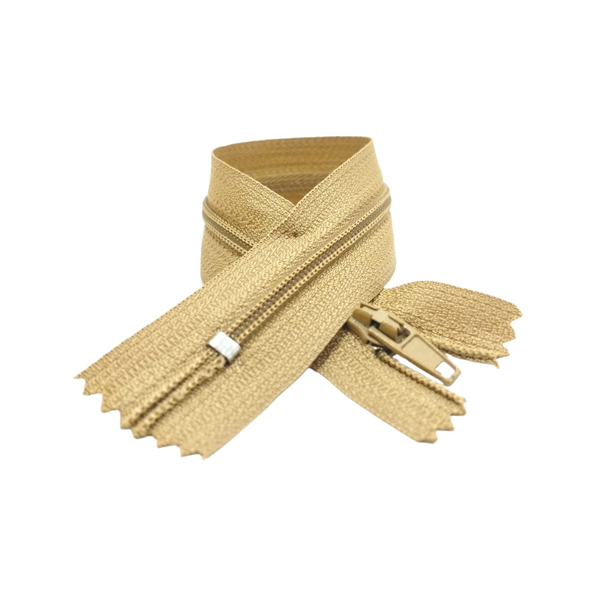 Pack of Nylon Closed Zippers N.3, Available in 24 Colours and Measurements, Sewing Zipper, Zipper for Clothes, Sewing Zippers, (10 x 50 cm, Beige 465)