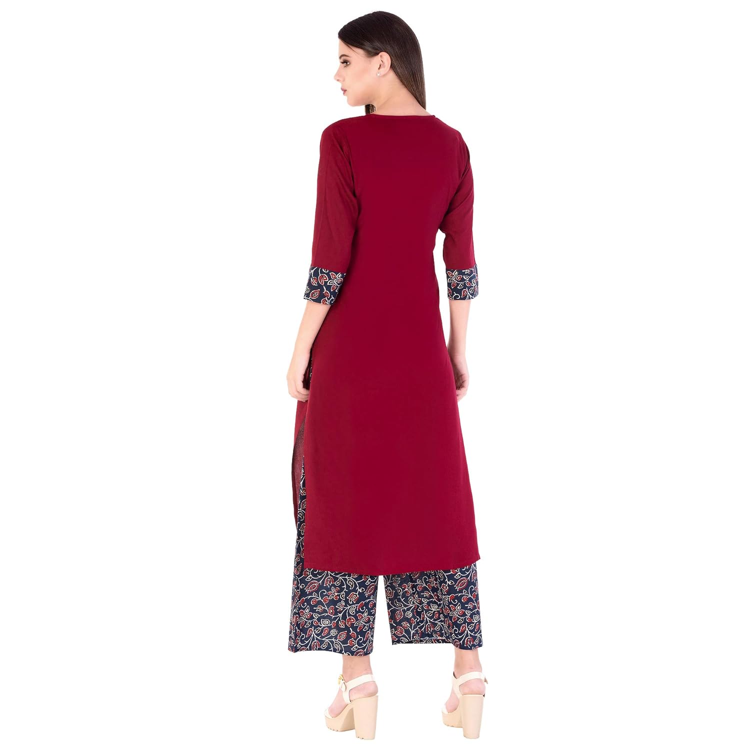 khushal k women's rayon solid kurta with palazzo set