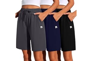 Neer 3 Pack Women's Quick Dry Shorts Women Drawstring High Waisted Bermuda Athletic Shorts with Pockets