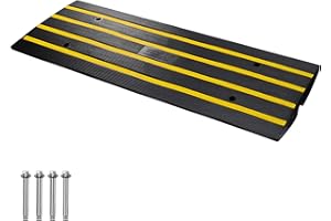VEVOR Car Driveway Rubber Curb Ramps Heavy Duty 33069lbs Capacity Threshold Ramp 2.6 Inch High Cable Cover Curbside Bridge Ramp for Loading Dock Garage Sidewalk (1-Channel, 1Pack-Curb Ramp)