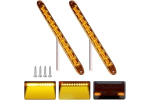 CZJCGD 16 Inch 11 LED Amber Trailer Turn Tail Light Bar 2 PCS Turn Signal Marker Tail Lights, Running Side Marker Rear Strip Light, IP67 for RV Truck UTV ATV, DOT Certified