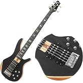 Bullfighter 5-String Electric Bass Guitar, Professional Natural Wood Bass Guitar with Natural Matte Finish, Simple Unpainted Aesthetic DB
