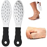 2 Pcs Stainless Steel Foot Scraper Metal Foot File Double Sided Foot File Callus Remover Professional Foot Rasp Scrubber for Wet or Dry Skin Easy to Clean Pedicure Tool Heel (Black)