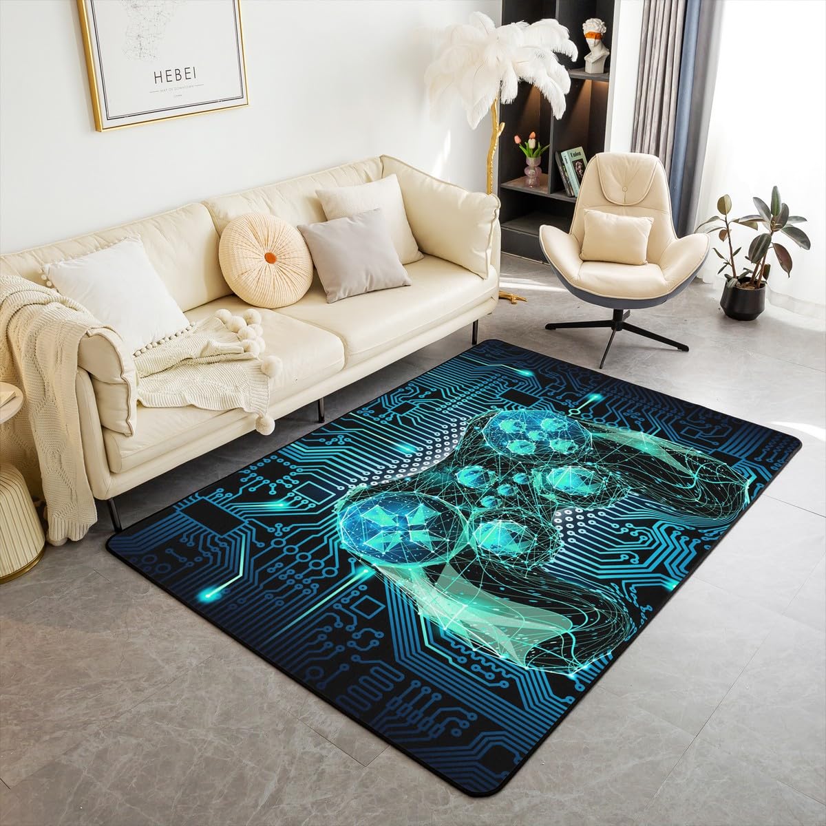 Loussiesd Gaming Rugs for Living Room Bedroom Gamer Carpet Super Cozy Rug Carpet Kids Adults Floor Mat Video Game Home Decor Rug 150 * 200cm