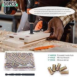 Twidec/50PCS 1/4"-20 Threaded Inserts for Wood