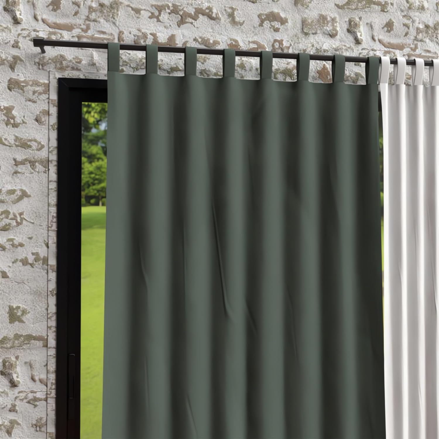 Soleil d'ocre Polyester Green Curtains and Curtains 140 x 250 cm