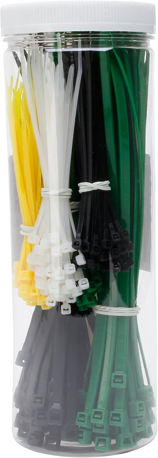 Kopp 324601099 Cable Tie Set in Box 300 Pieces 150 Pieces 200 x 4.8 mm and 150 Pieces 100 x 2.5 mm White Black and Green