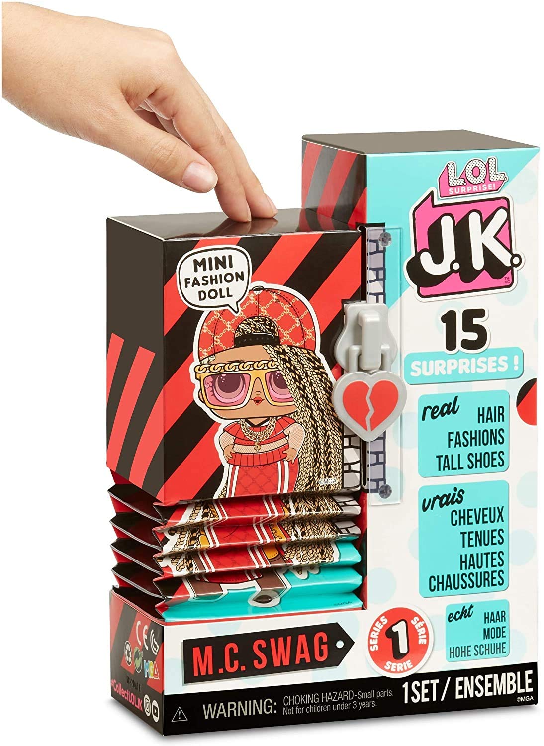 L.O.L. Surprise!, J.K. LLUF2 - Box of 15 Surprises including 1 Doll 12 cm, Maxi Shoes, Outfits, Accessories, Surprise Water Function, Random Models to Collect, Toy for Children from 3 Years