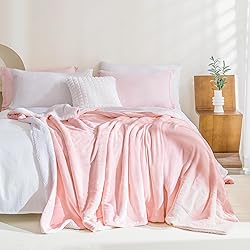 Andency Pink Sherpa Fleece King Size Blanket for