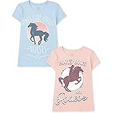 The Children's Place Girls Unicorns,Sports,Butterflies Short Sleeve Graphic T-Shirts,2 Pack