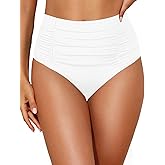 Holipick Bathing Suit Bottoms for Women - High Waisted Bikini Bottoms Ruched Tummy Control Swimsuit Bottom
