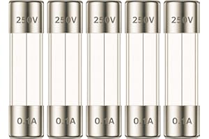 TECHMAN GMA Glass Fuses, 250V Fast-Blow, Fast Acting Fuses for Electronics, Appliances, and Circuit Protection, 5 Pack (0.1A)