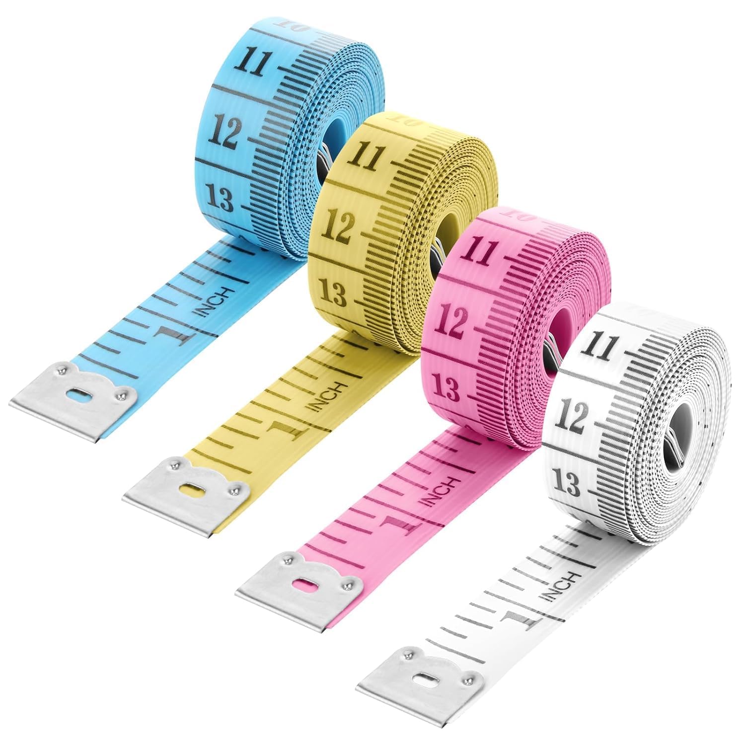 4PCS Body Measuring Tape Double Sided 150 Cm/60 Inch Durable Fabric Soft Tape Measure Body Sewing Flexible Ruler Used to Measure Bust and Waist Circumference Body Measurement Tape (Random Color)