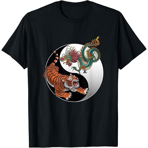 Amazon.com: Yin Yang Dragon Tiger T-Shirt : Clothing, Shoes