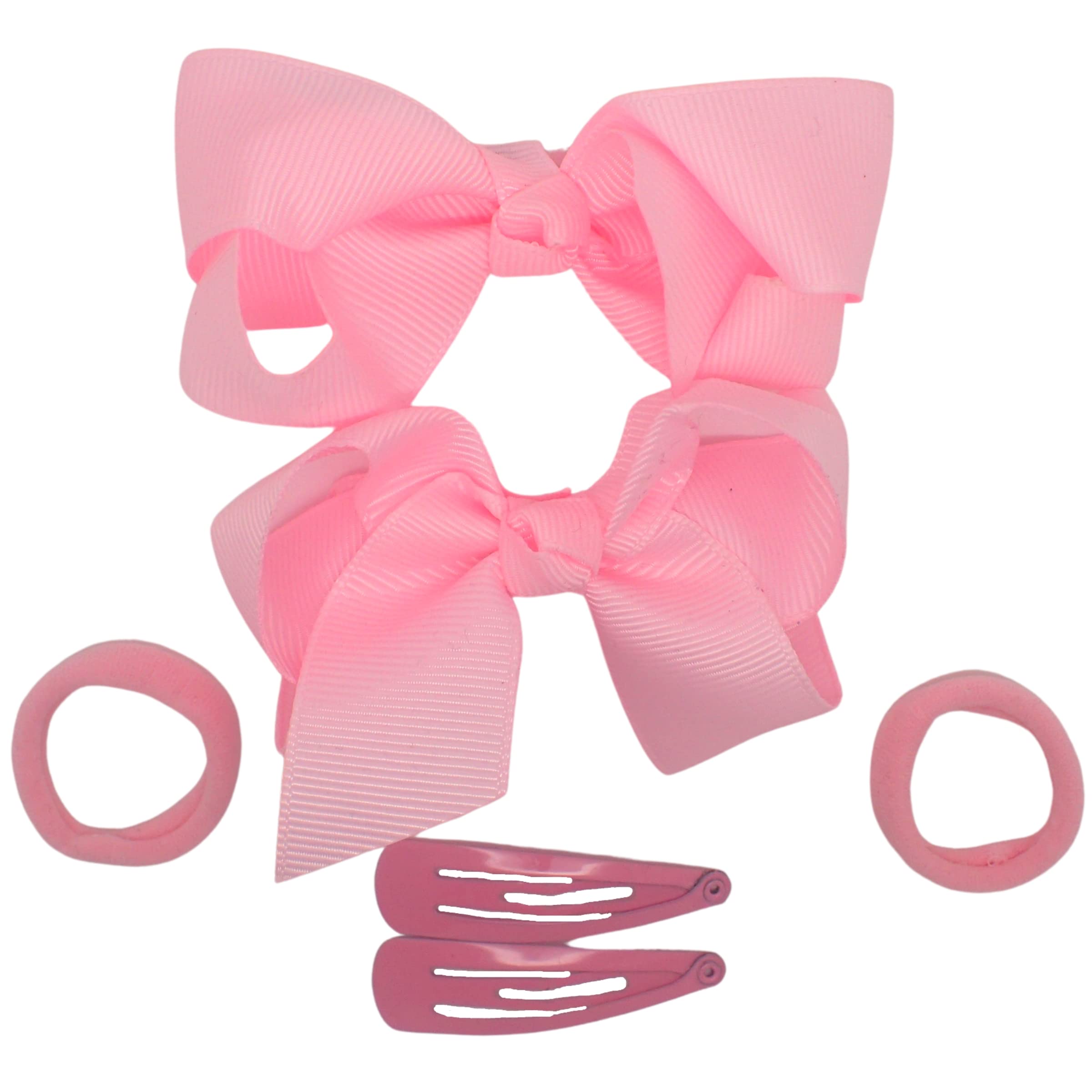 Topkids Accessories 6pcs set Hair Clips, Hair Bows, Hair Bobbles, Hair ties, Hair Accessories for Girls, Hair Grips, Kids Hair Accessories, Girls Hair Accessories Gift Set (Pink)