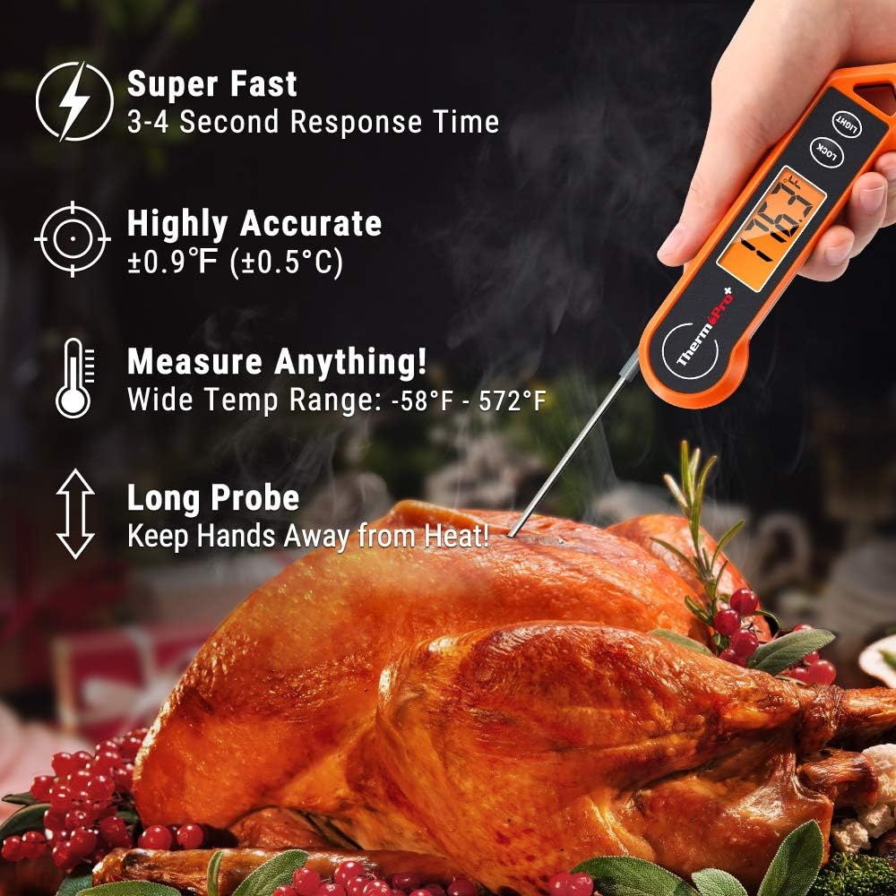 ThermoPro TP19H Waterproof Digital Meat Thermometer for Grilling with Ambidextrous Backlit and Motion Sensing Kitchen Cooking Food Thermometer for BBQ Grill Smoker Oil Fry Candy Thermometer: Kitchen & Dining