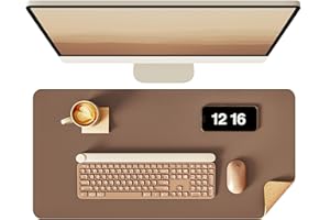 YSAGi Double-Sided Desk Pad, Leather Desk Mat, Eco Cork Desk Pad Protector, Large Mouse Pad for Desk, Waterproof Desk Blotter Pad, Desk Writing Pad for Office Work/Home(23.6"x13.7",Coffee+Cork)