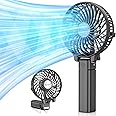 VersionTECH. Portable Handheld Fan, Powerful+Durable+4000mAh+180° Foldable, Mini Table Fans with USB Rechargeable Battery Operated Cooling Accessories for Personal Use, Travel, Office Black