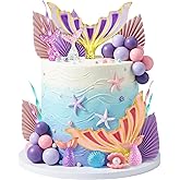Knana 39Pcs Mermaid Cake Toppers Set Under the Sea Party Decorations with Tails, Shells, Starfish for Mermaid Birthday Party Supplies