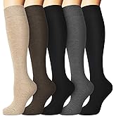 we fleece 5 Pairs Warm Knee High Socks for Women-Thermal Cotton Socks for Hiking,Work,Winter,Gifts