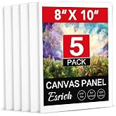 ESRICH Canvas Boards for Painting, 5 Pack Canvases for Painting 8x10 Cotton Primed Acid Free Blank Canvas Panels for Oil Paint, Watercolor, Acrylic Paint, Gouache and Tempera.