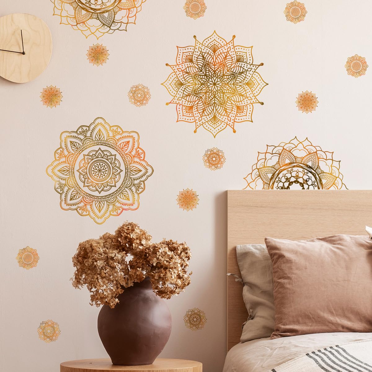HGDESIGN Mandala Wall Sticker Blue Black (WxH) 78x40cm for Living Room Bedroom Wall Sticker Boho Style Picture Entrance Yoga Decor