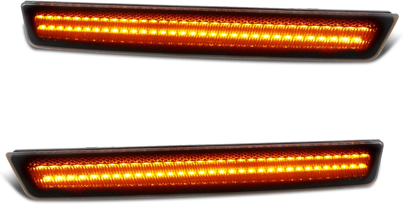 RUXIFEY Smoked Lens LED Side Marker Lights Front Rear Bumper Sidemarker Lamps Compatible with Dodge Challenger 2015-2019