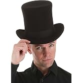 Black Top Hat for Adults - Molded Felt with Grosgrain Ribbon, Adjustable Fit, Costume Accessory Standard