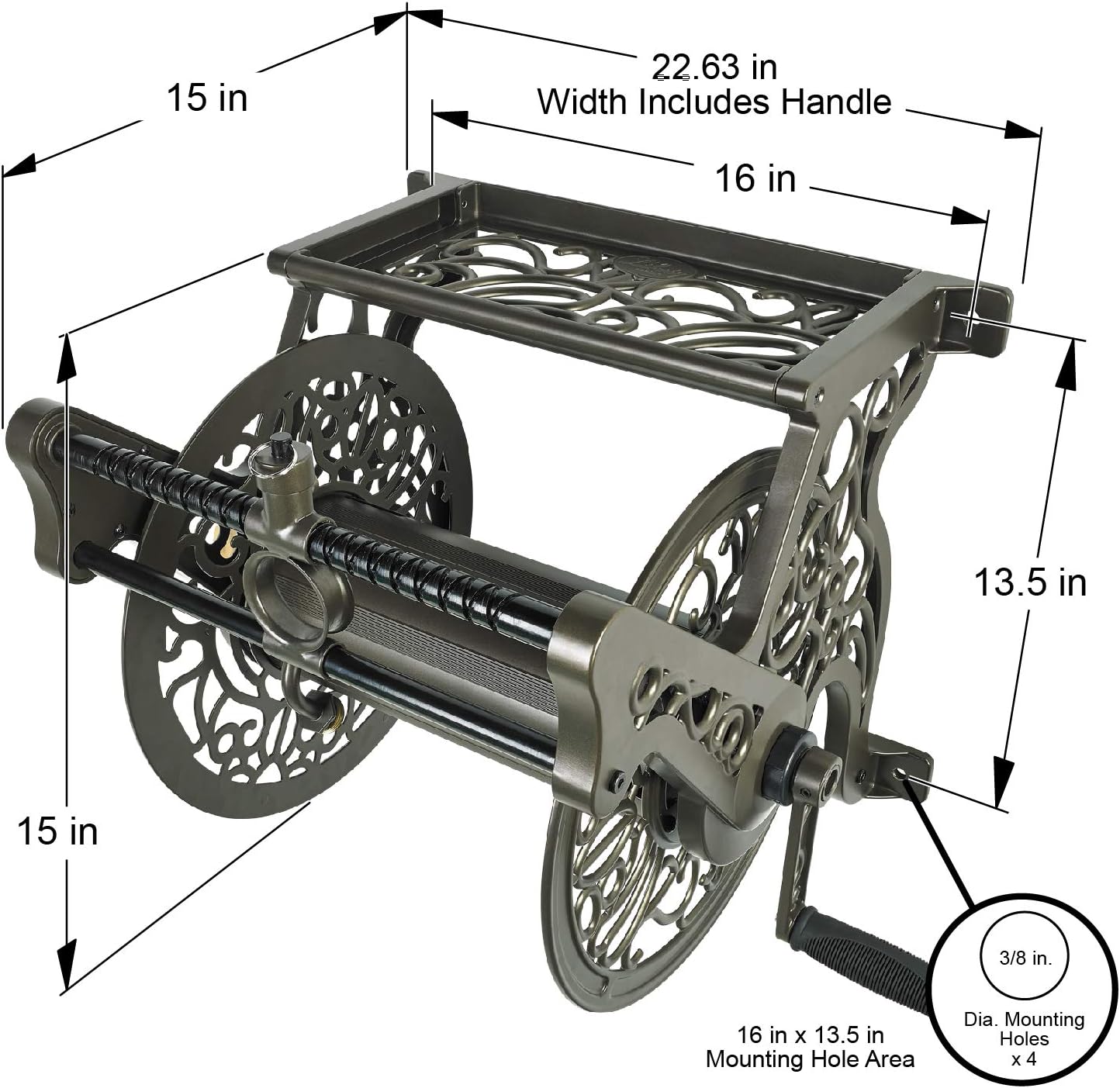 Liberty Garden 707 Decorative Wall Mount Garden Guide Hose Reel, Bronze : Garden & Outdoor