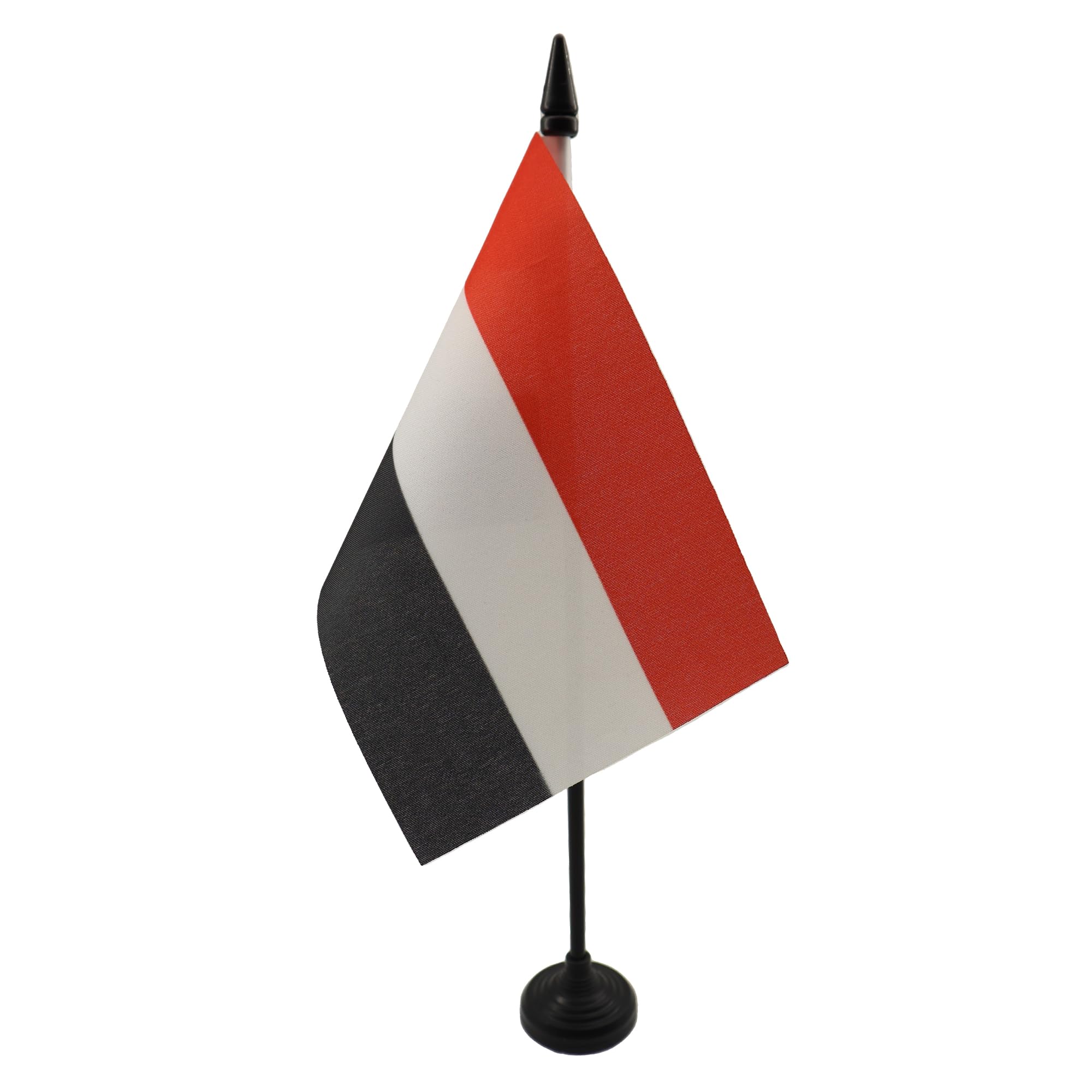 AZ FLAG - Yemen Table Flag 4'' x 6'' - Yemeni Office Mini Banner 100% Polyester 15 x 10 cm - Mini Desk Flag with 10'' Pole and Black Plastic Base — image 1