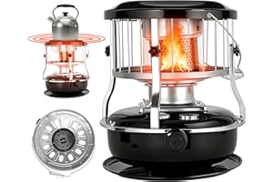 ilkqeppe Kerosene Heater Indoor Outdoor, 9000 BTU Portable Space Heater with Cooking Surface, 4.5L Fuel Capacity, 16-21H Burn